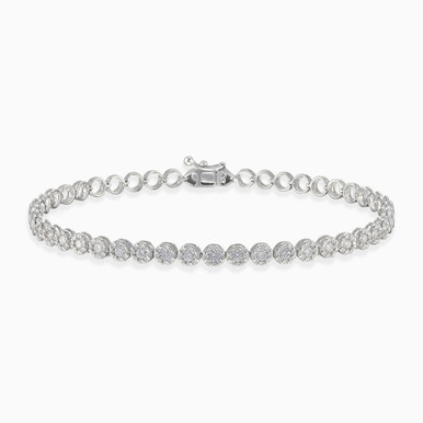 Round Cluster Diamond Tennis Bracelet in 18K Gold - LBR00051 Round Cluster Diamond Tennis Bracelet in 18K Gold - LBR00051