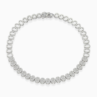 Vertical Oval Cluster Diamond Tennis Bracelet in 18K Gold - LBR00048 Vertical Oval Cluster Diamond Tennis Bracelet in 18K Gold - LBR00048