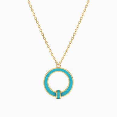 Circle Enamel Coated Necklace in 18K Gold - 111413170004