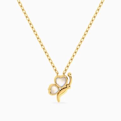 Kids Side View Butterfly Pearl Pendant Necklace in 18K Gold - 21046111412 Kids Side View Butterfly Pearl Pendant Necklace in 18K Gold - 21046111412