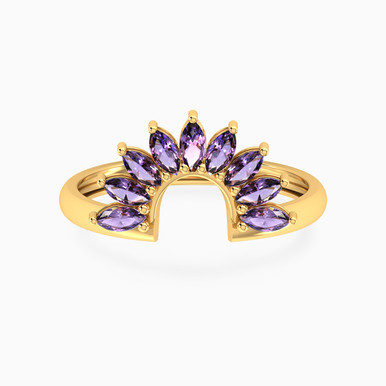 Floral Arc Marquise Lavender Stones Ring in 18K Gold - 111106180057 Floral Arc Marquise Lavender Stones Ring in 18K Gold - 111106180057
