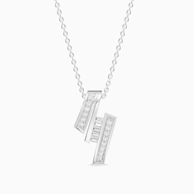 Double Bar Diamond Pendant Necklace in 18K Gold - SAP06392