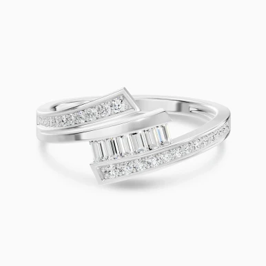 Bypass Double Bar Diamond Ring in 18K Gold - SAR06392