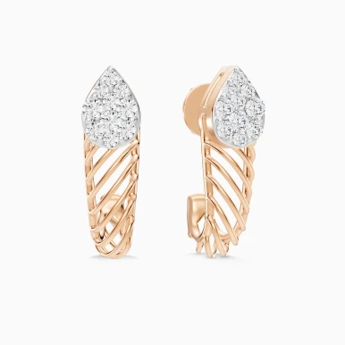 Sculpted Teardrop Diamond Earrings in 18K Gold - SAE06573