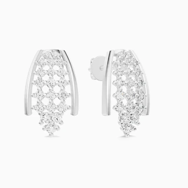 Geometric Pattern Diamond Earrings in 18K Gold - SAE06015