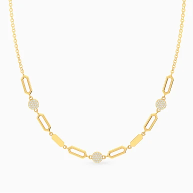 Alternating Hexagon Links Diamond Necklace in 18K Gold - 24046790060