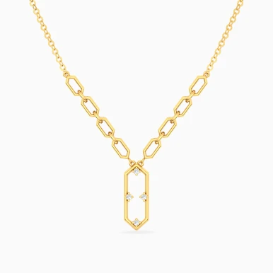 Graduated Hexagon Links Diamond Pendant Necklace in 18K Gold - 24046790061