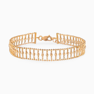 Beaded Frame Textured Bars Bracelet in 18K Gold - 22010020440