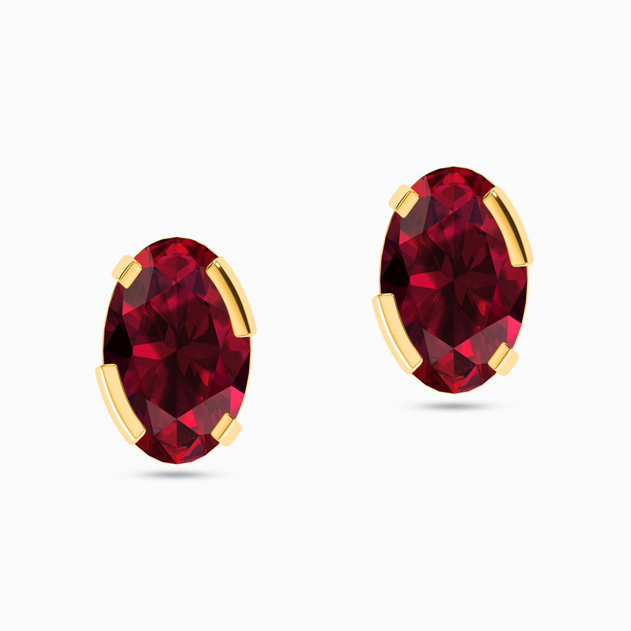 18K Gold Colored Stones Stud Earrings