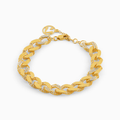 Links Cubic Zirconia Chain Bracelet in 21K Gold - 12010110148 Links Cubic Zirconia Chain Bracelet in 21K Gold - 12010110148