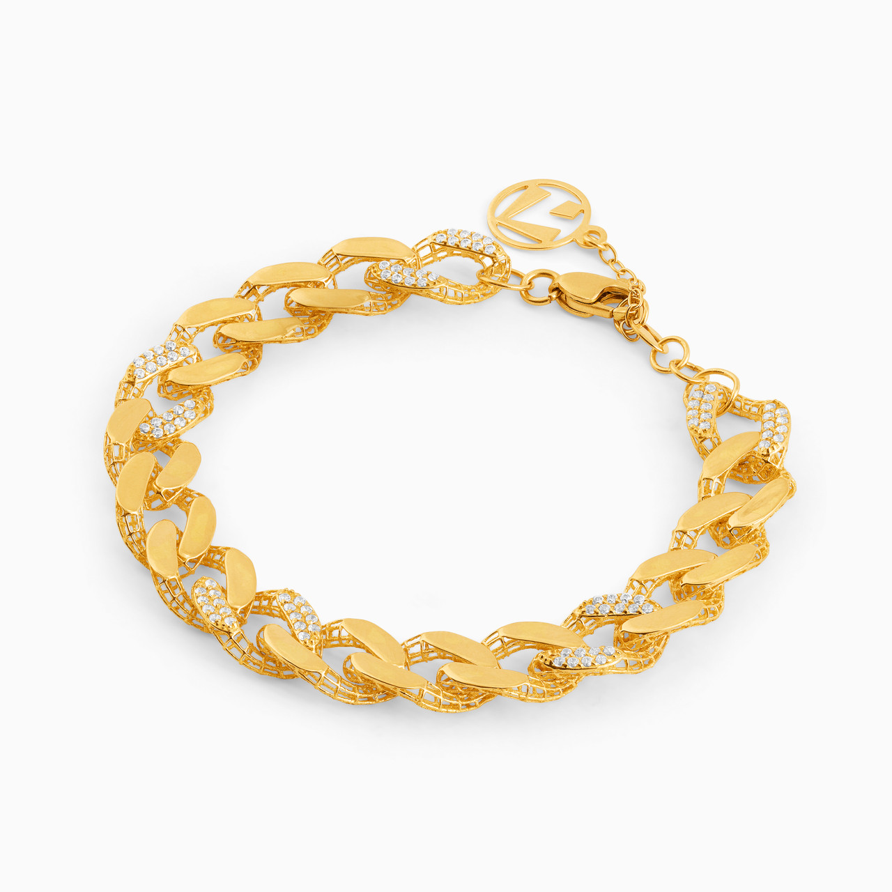 21K Gold Cubic Zirconia Chain Bracelet