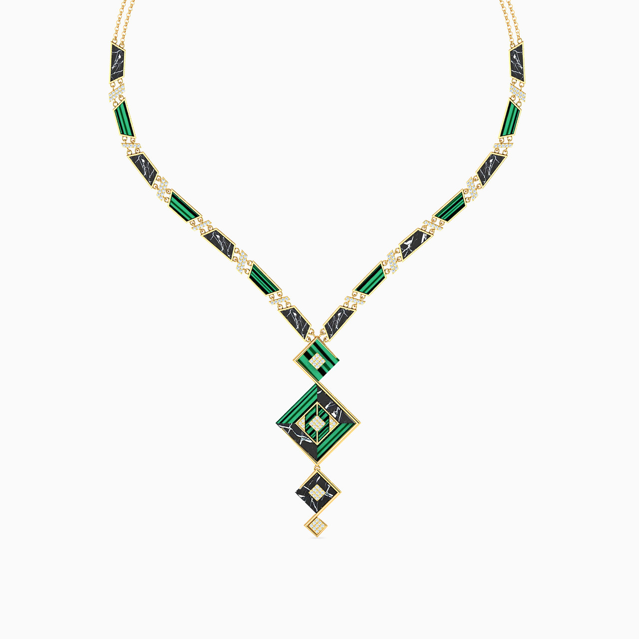 Multi-Shaped Colored Stones on 18K Gold Chain