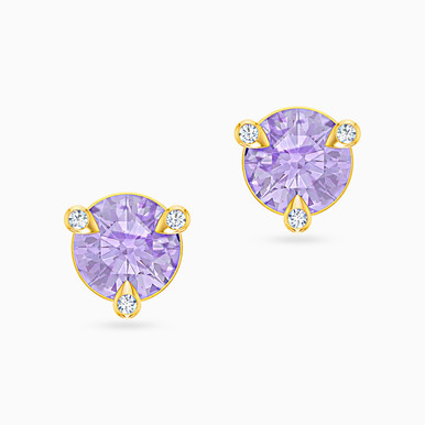 Circle Colored Stone Stud Earrings in 18K Gold - 21051030035
