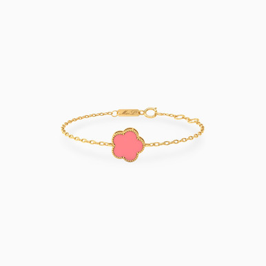 Kids Flower Rose Stone Chain Bracelet in 18K Gold - 21047110243