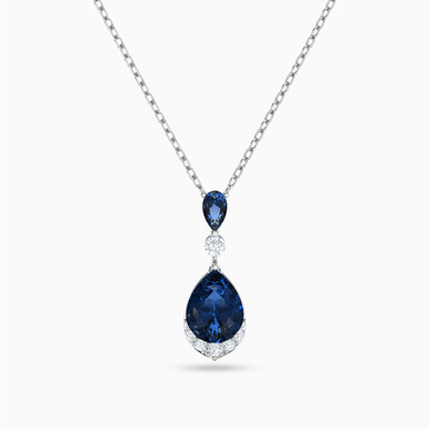 Pear Blue Stone Necklace in 18K Gold - 111404240286