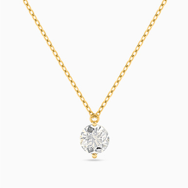 Round Clear Stone Necklace in 18K Gold - 111401100011