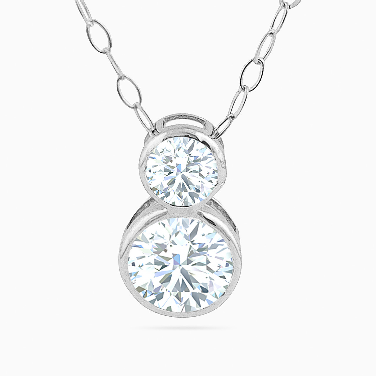 18K Gold Cubic Zirconia Pendant Necklace