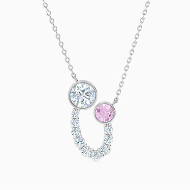 Circle Rose Stone Necklace in 18K Gold - 111401280042