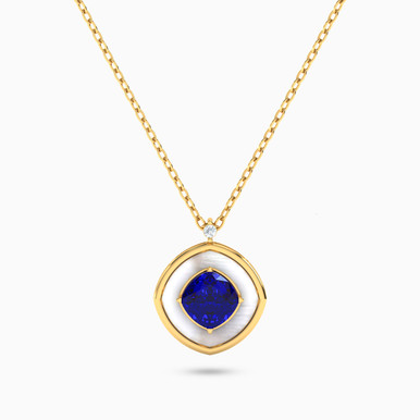 Multishaped Diamond & Colored Stones Necklace in 18K Gold - 111405180266