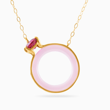 Ring Rose Stone Necklace in 18K Gold - 111408110008
