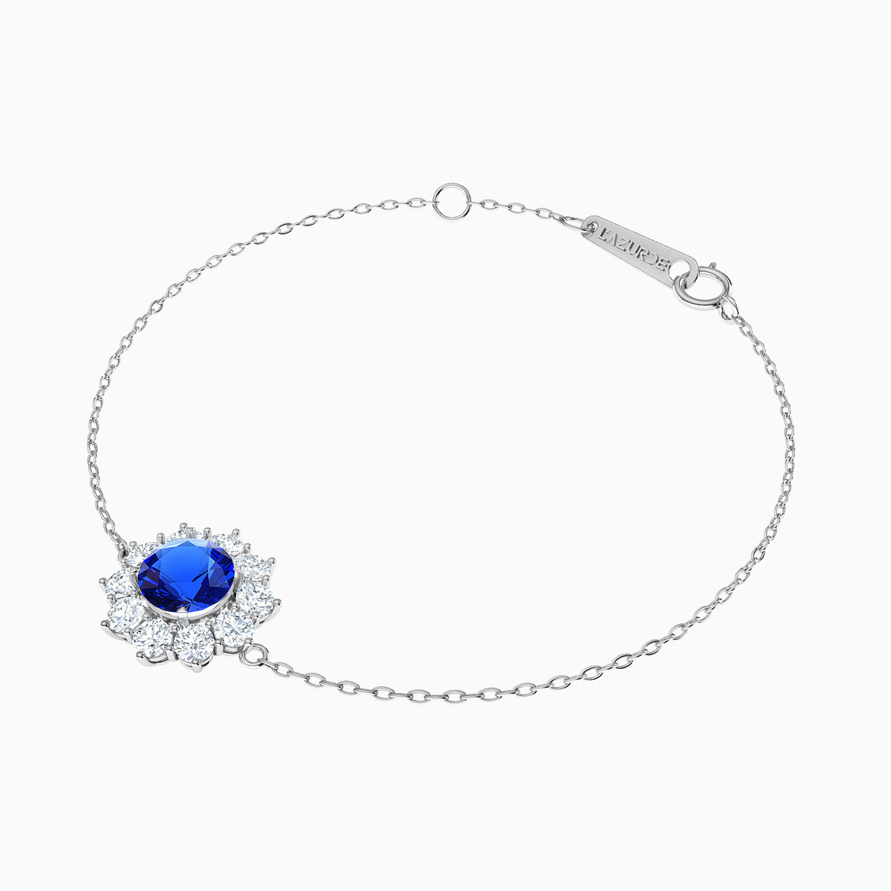 Flower Colored Stones Chain Bracelet in 18K Gold