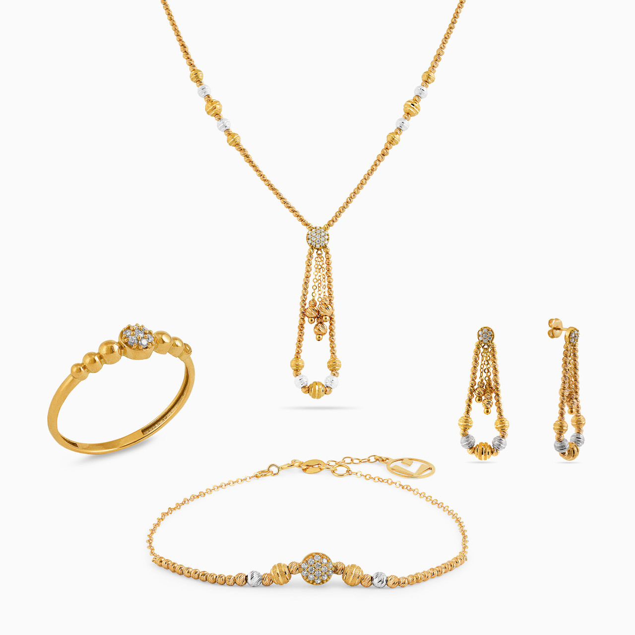 18K Gold Cubic Zirconia Jewelry Set -4 Pieces