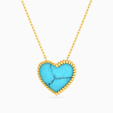 Heart Colored Stones Necklace in 18K Gold - 111405150212