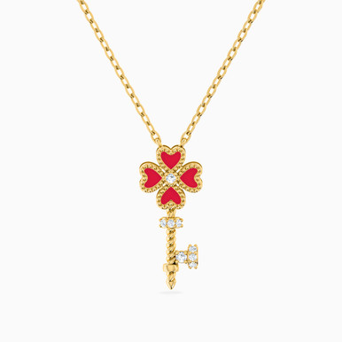 Key Red Stone Necklace in 18K Gold - 111405130210