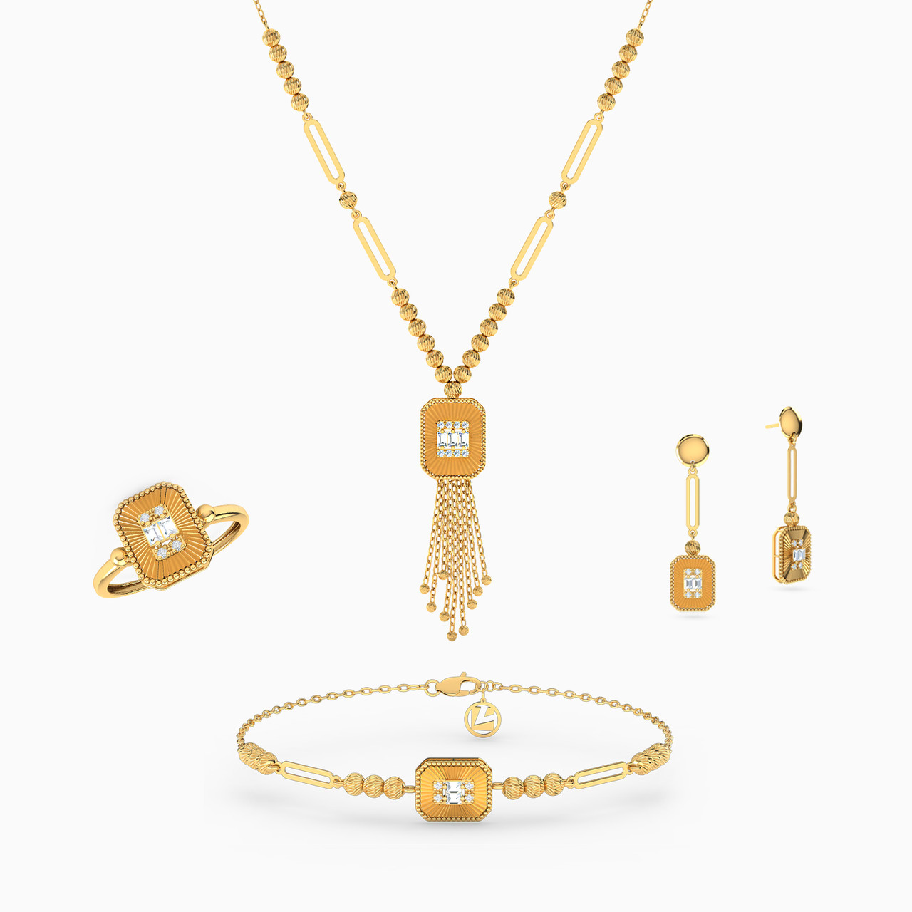21K Gold Cubic Zirconia Jewelry Set