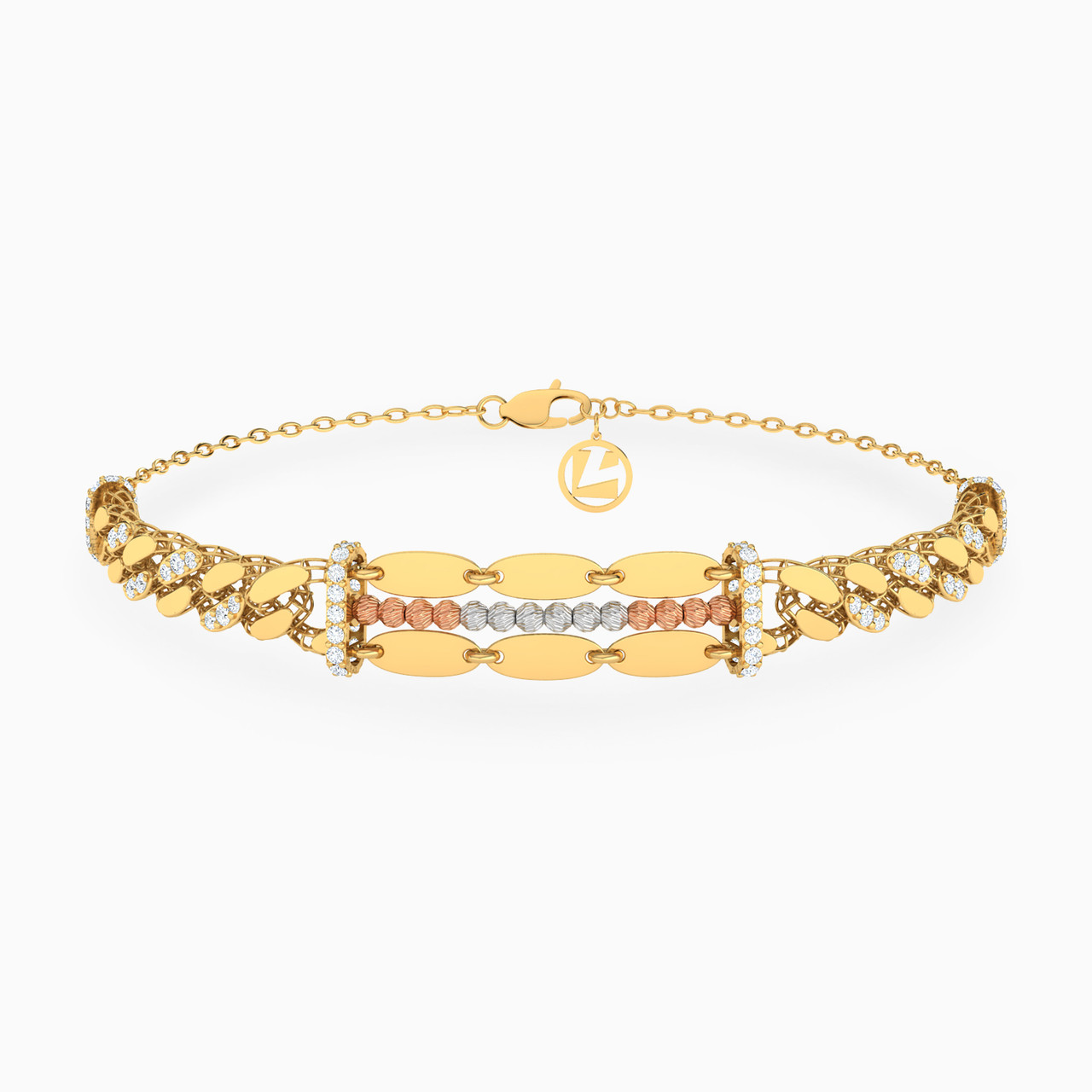 21K Gold Cubic Zirconia Chain Bracelet