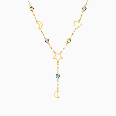 Celestial Colored Stones Necklace in 18K Gold - 111404180298