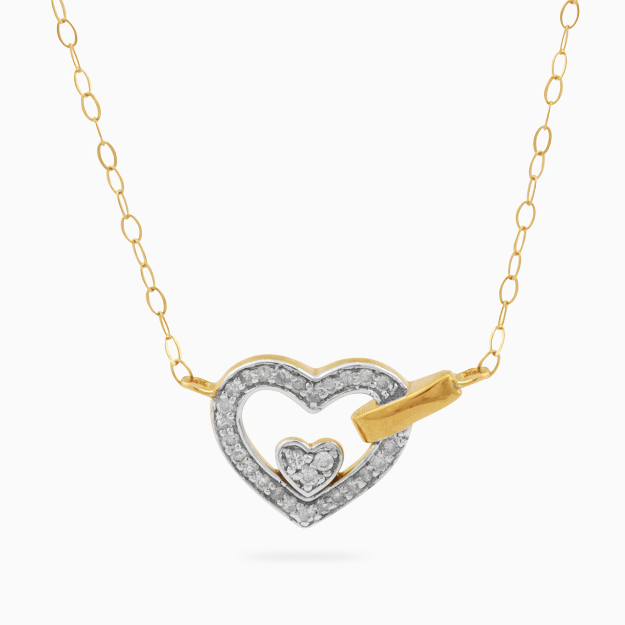 18K Gold Diamond Heart Pendant Necklace