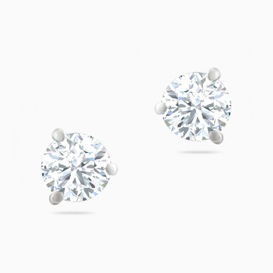 Round Cubic Zirconia Stud Earrings in 18K Gold - 111201200056