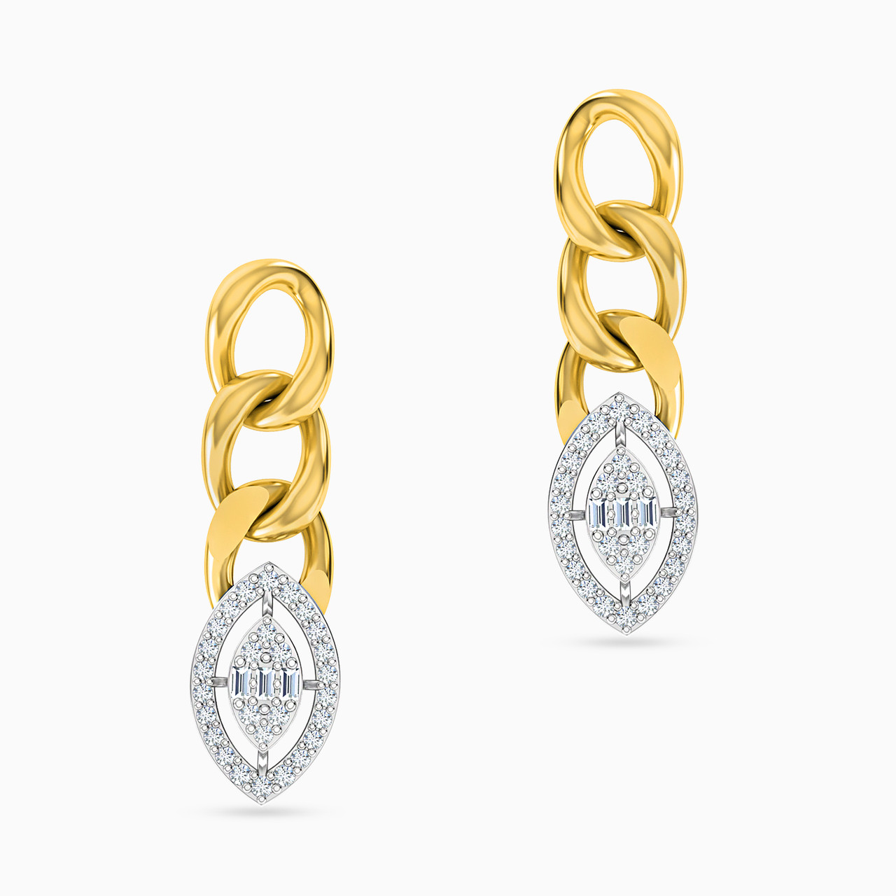 18K Gold Diamond Drop Earrings