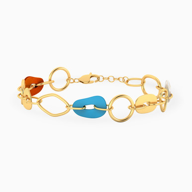 Abstract Pearls Chain Bracelet in 18K Gold - 111305180088
