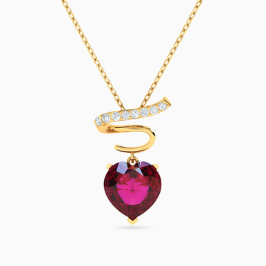 Heart Rose Stone Necklace in 18K Gold - 111404130327 Heart Rose Stone Necklace in 18K Gold - 111404130327