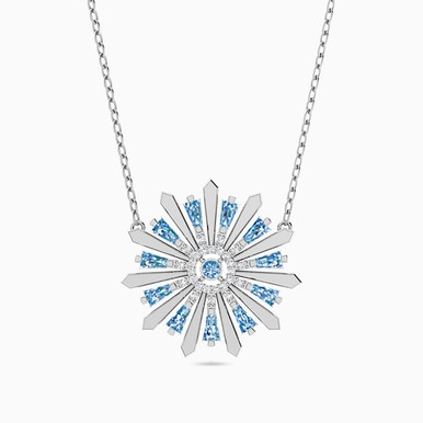 Flower Diamond & Colored Stones Necklace in 18K Gold - 111404250042