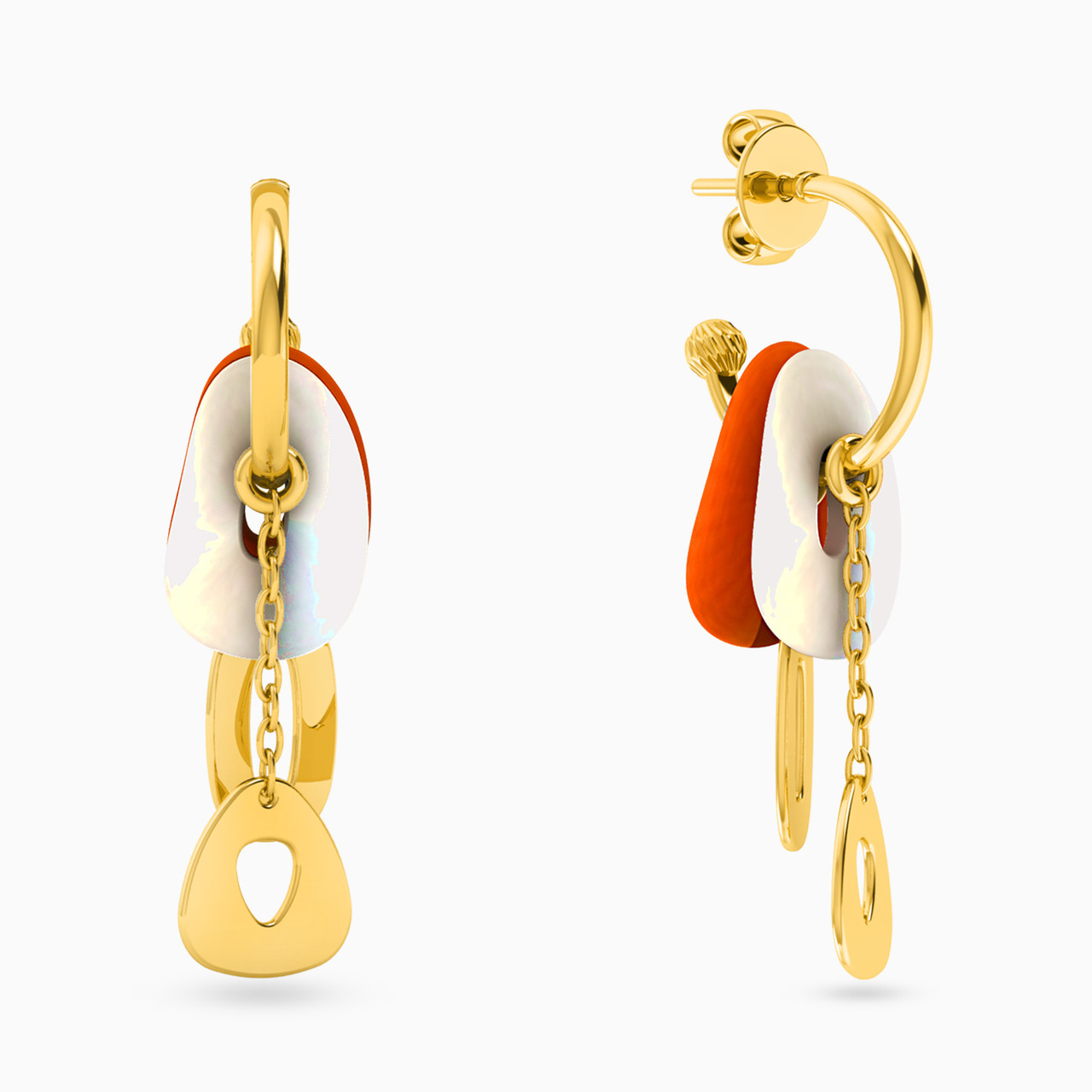 18K Gold Pearls Drop Earrings