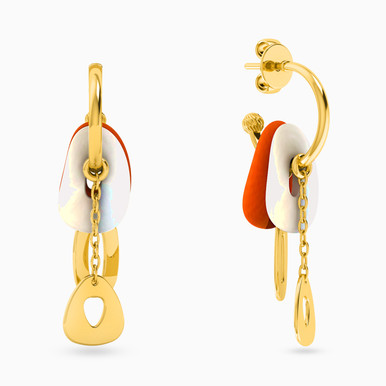 Oval Pearls Drop Earrings in 18K Gold - 111205180084