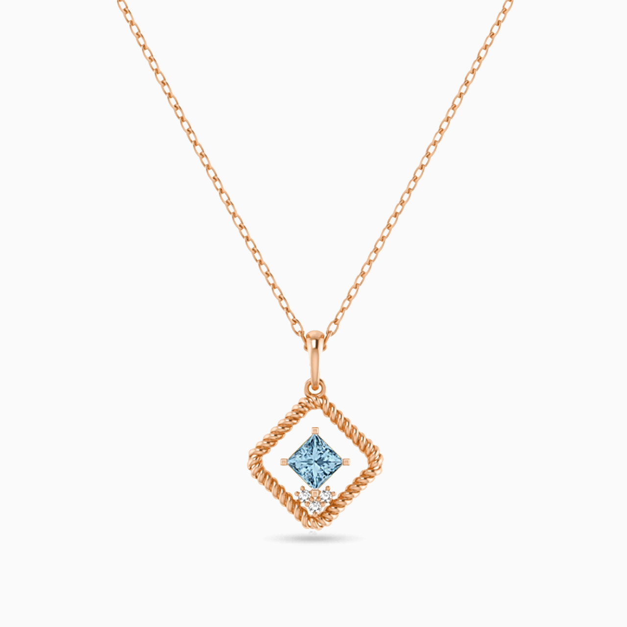 18K Gold Diamond & Colored Stones Pendant Necklace