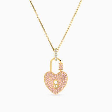 Heart Rose Stone Necklace in 18K Gold - 111404110270