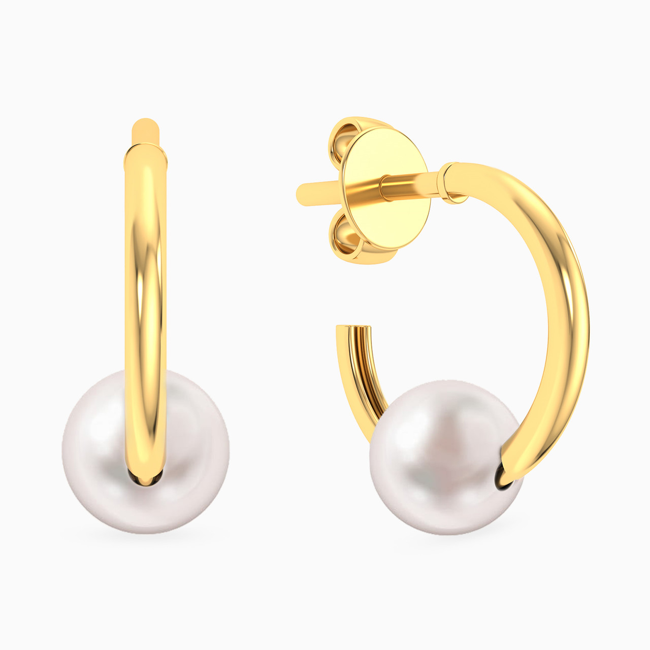 18K Gold Pearls Hoop Earrings