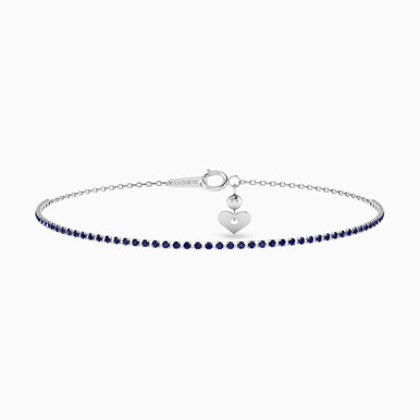 Round Blue Stone Chain Bracelet in 18K Gold - 111304240067