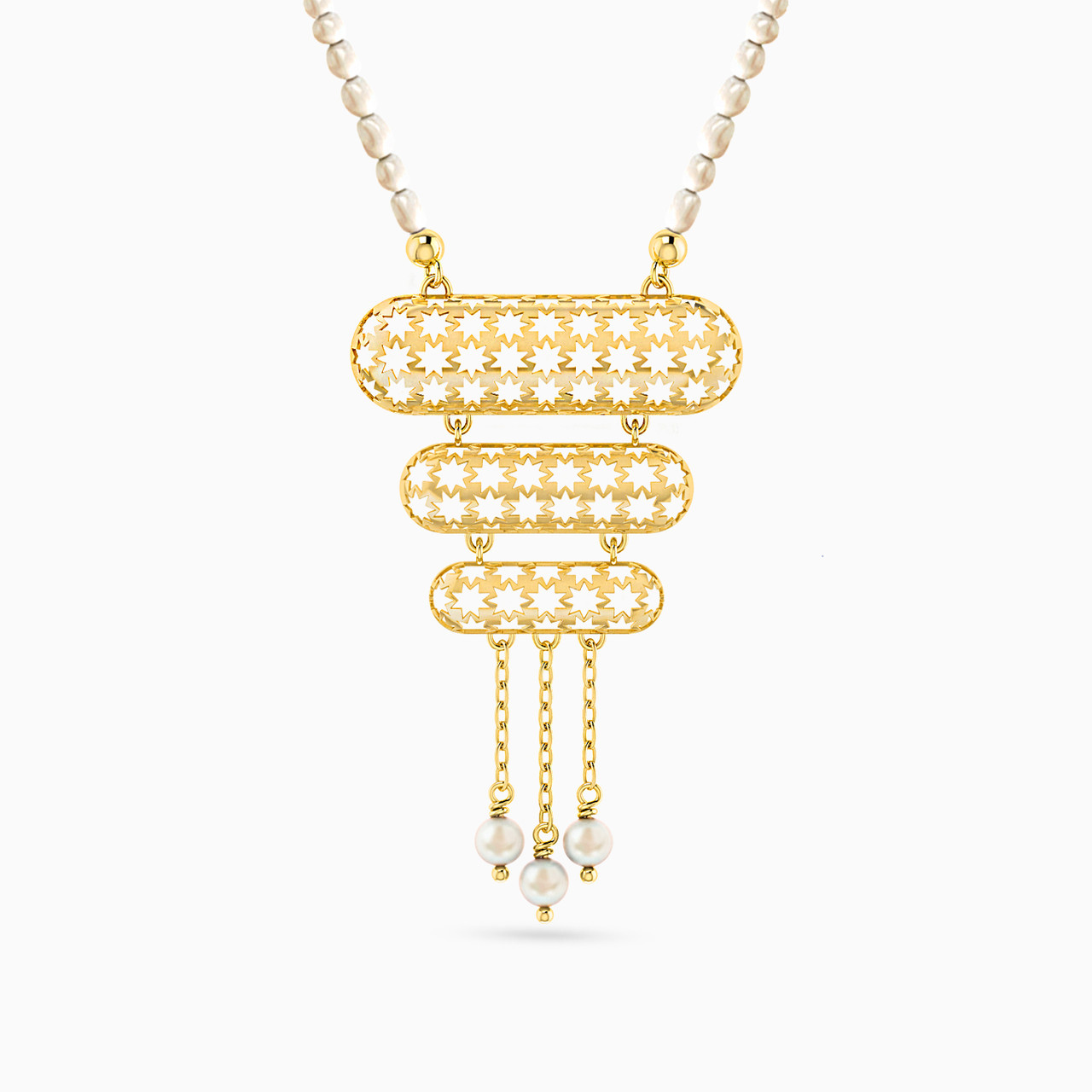 18K Gold Pearls Pendant Necklace