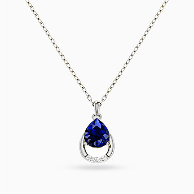 Pear Blue Stone Necklace in 18K Gold - 111404240030