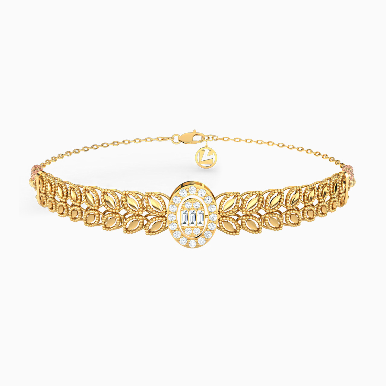 21K Gold Cubic Zirconia Chain Bracelet