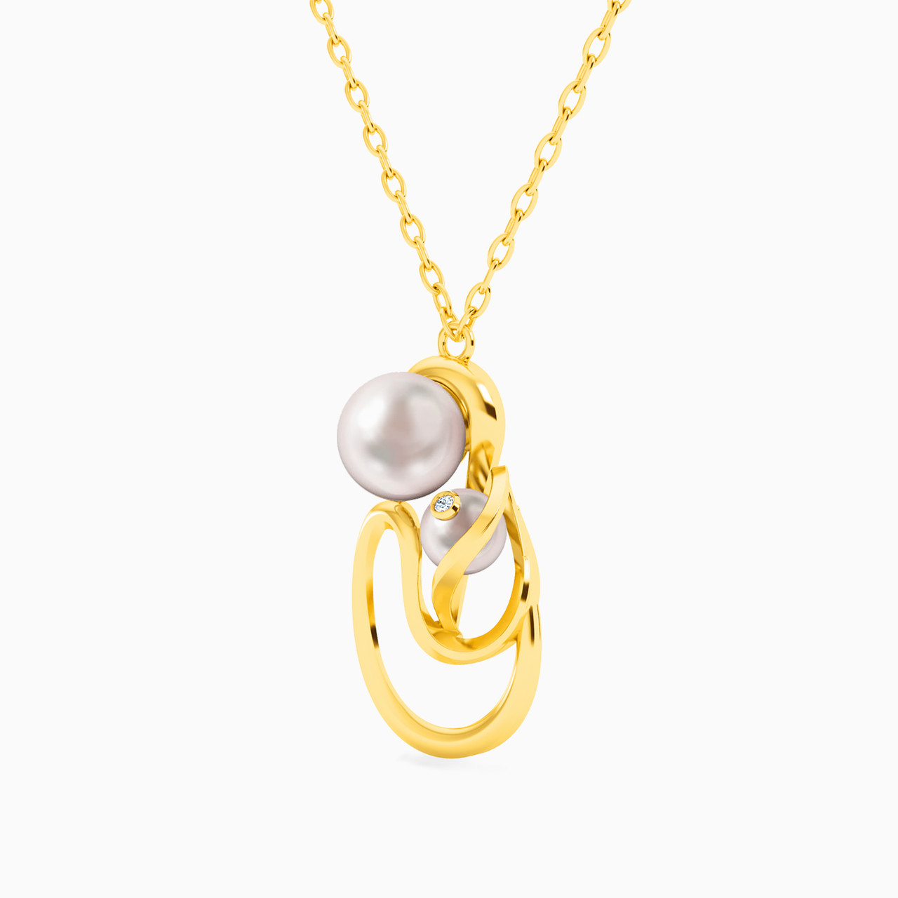 Pear Shaped Pearls Pendant with 18K Gold Chain