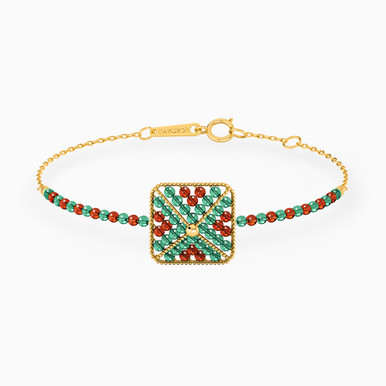 Square Colored Stones Chain Bracelet in 18K Gold - 111304180240