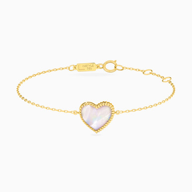 Heart Colored Stones Chain Bracelet in 18K Gold - 111305100212