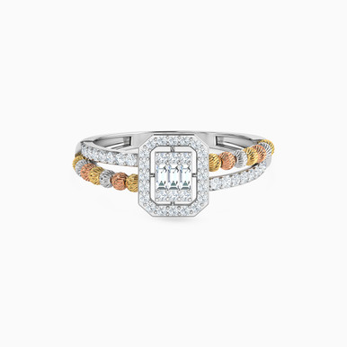 Square Cubic Zirconia Ring in 18K Gold - 21002020020